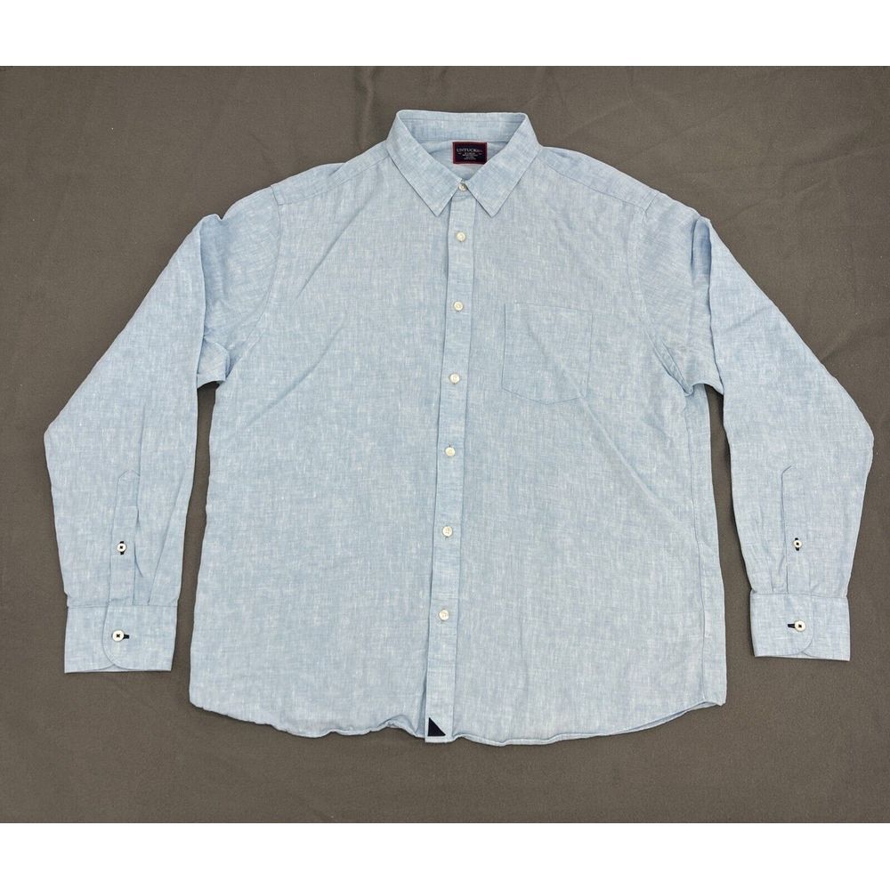 UNTUCKit Grachetto Shirt Men XL Aqua Blue Button Up Wrinkle Resistant 100% Linen